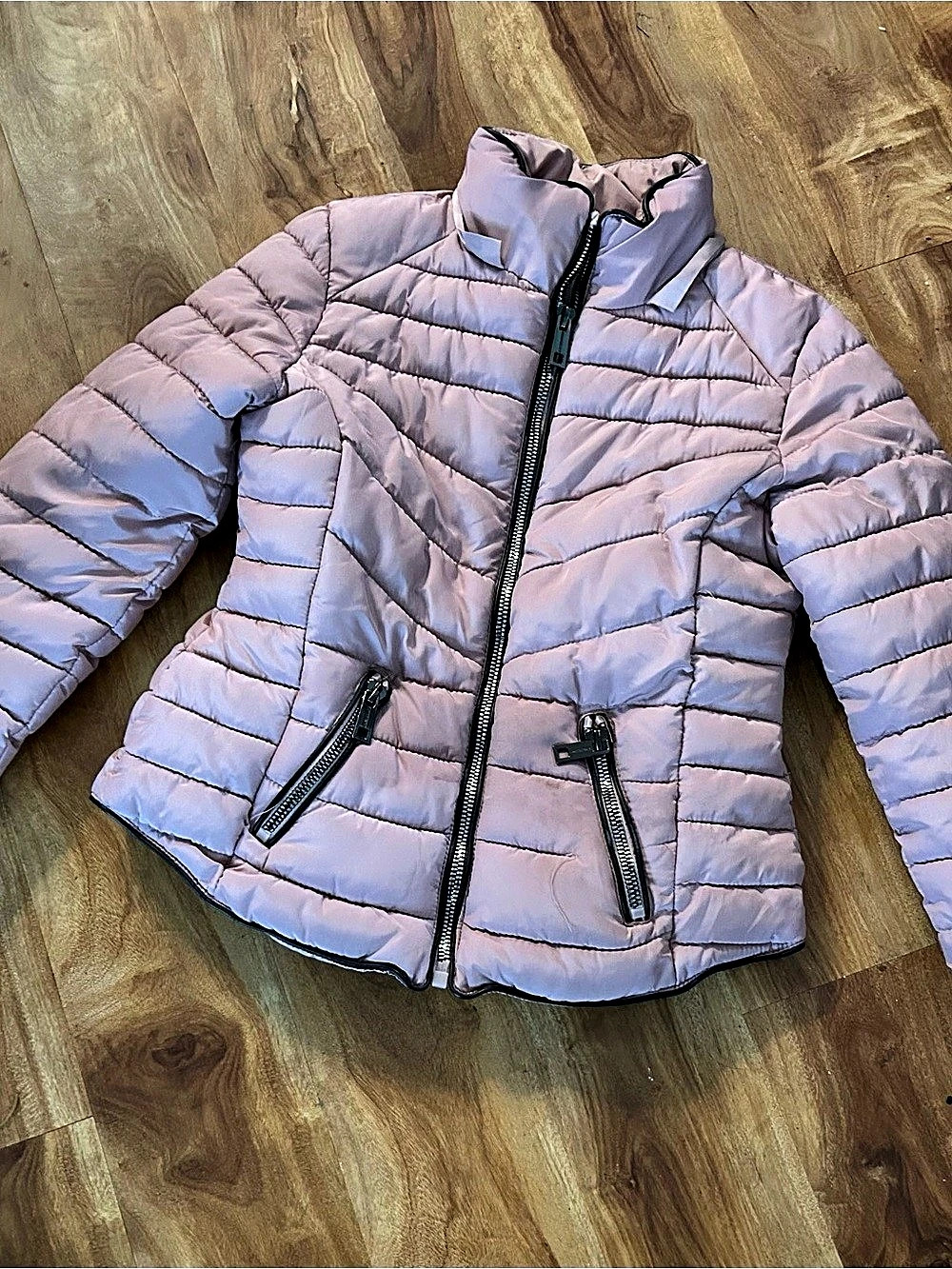 Bombastik Collection Quilted Puffer Jacket in Pink Size Small